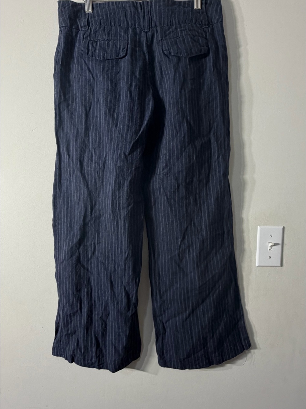 Anthropologie Leifsdottir Wide Leg Trouser Linen Navy Pants Size 6 Plus Fours - Picture 2 of 4
